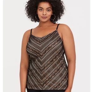 Torrid Black & Nude Lace Lined Cami Tank Top NWT Size 00